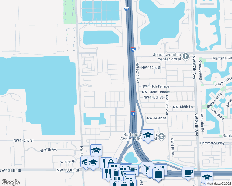 map of restaurants, bars, coffee shops, grocery stores, and more near 9362 West 33rd Lane in Hialeah