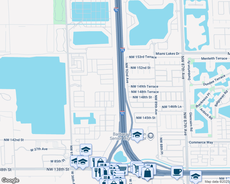 map of restaurants, bars, coffee shops, grocery stores, and more near 9383 West 32nd Lane in Hialeah