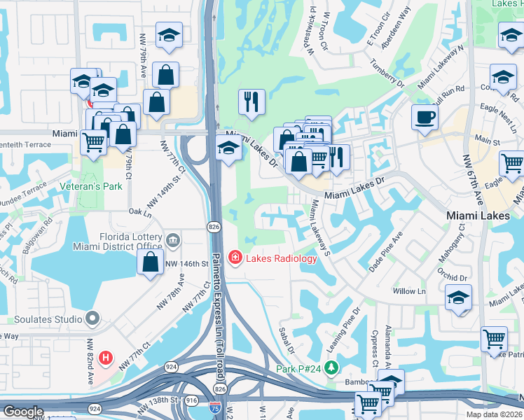 map of restaurants, bars, coffee shops, grocery stores, and more near 7422 Big Cypress Drive in Hialeah