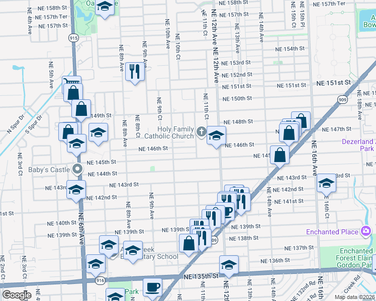 map of restaurants, bars, coffee shops, grocery stores, and more near 1060 Northeast 146th Street in North Miami