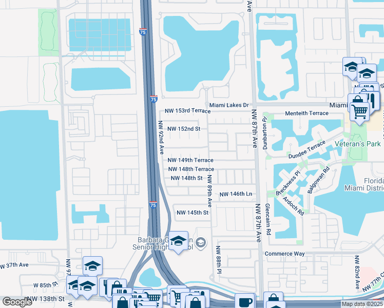 map of restaurants, bars, coffee shops, grocery stores, and more near 14963 Northwest 89th Place in Hialeah