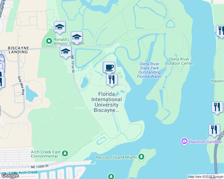map of restaurants, bars, coffee shops, grocery stores, and more near 3000 Northeast 151st Street in North Miami Beach