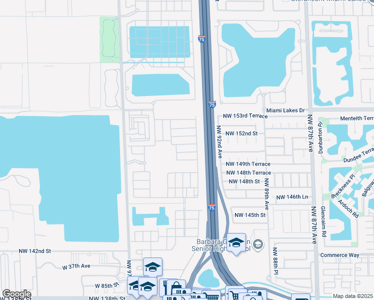 map of restaurants, bars, coffee shops, grocery stores, and more near 3321 West 95th Terrace in Hialeah