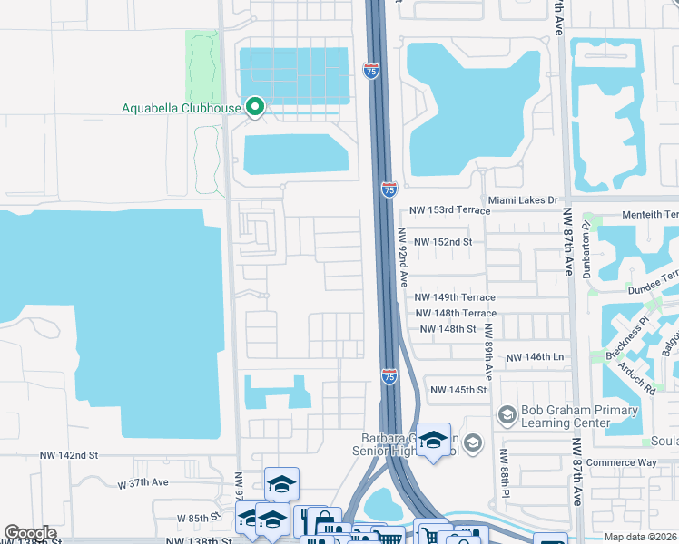 map of restaurants, bars, coffee shops, grocery stores, and more near 3321 West 95th Terrace in Hialeah