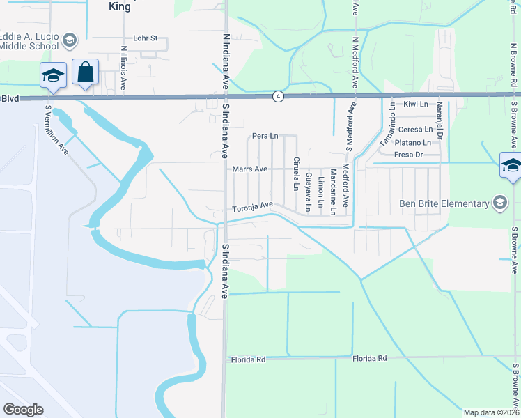 map of restaurants, bars, coffee shops, grocery stores, and more near 784 Toronja Avenue in Brownsville