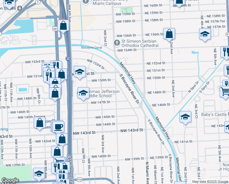 map of restaurants, bars, coffee shops, grocery stores, and more near in Golden Glades