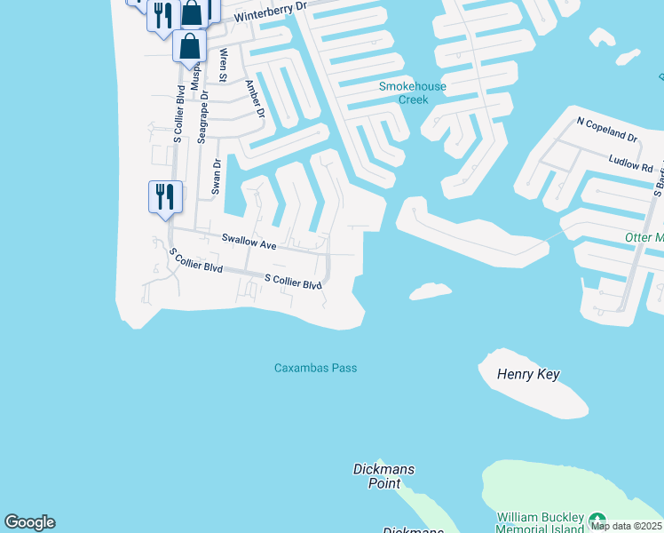 map of restaurants, bars, coffee shops, grocery stores, and more near 961 Collier Court in Marco Island