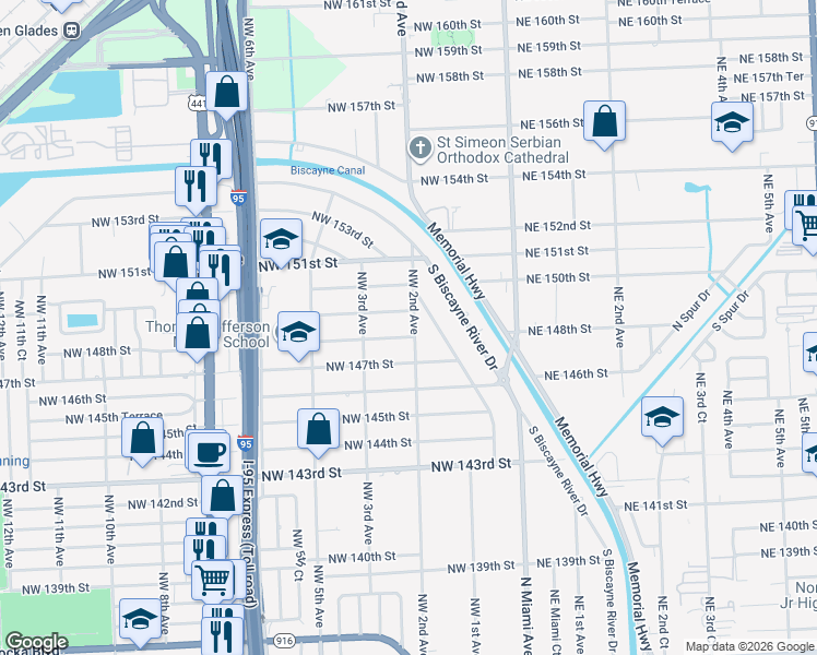 map of restaurants, bars, coffee shops, grocery stores, and more near in Golden Glades