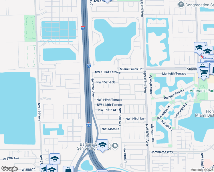 map of restaurants, bars, coffee shops, grocery stores, and more near 15126 Northwest 89th Court in Hialeah