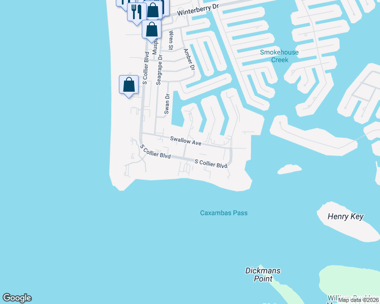 map of restaurants, bars, coffee shops, grocery stores, and more near 1021 South Collier Boulevard in Marco Island