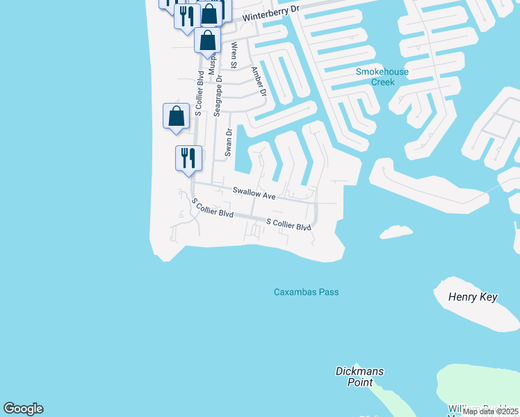 map of restaurants, bars, coffee shops, grocery stores, and more near 1021 South Collier Boulevard in Marco Island
