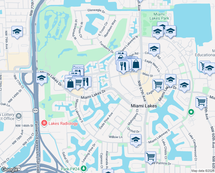 map of restaurants, bars, coffee shops, grocery stores, and more near 7021 Loch Isle Drive South in Hialeah