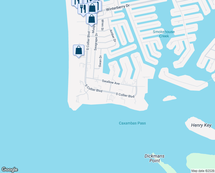 map of restaurants, bars, coffee shops, grocery stores, and more near 1021 South Collier Boulevard in Marco Island