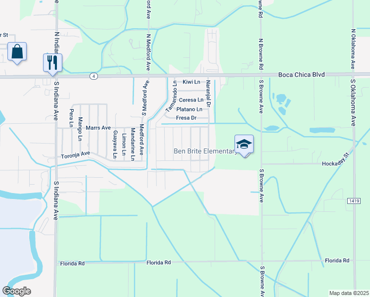 map of restaurants, bars, coffee shops, grocery stores, and more near 428 Arboleda in Brownsville