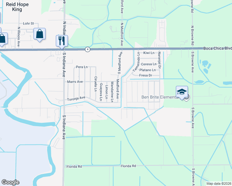 map of restaurants, bars, coffee shops, grocery stores, and more near 639 Medford Ave in Brownsville