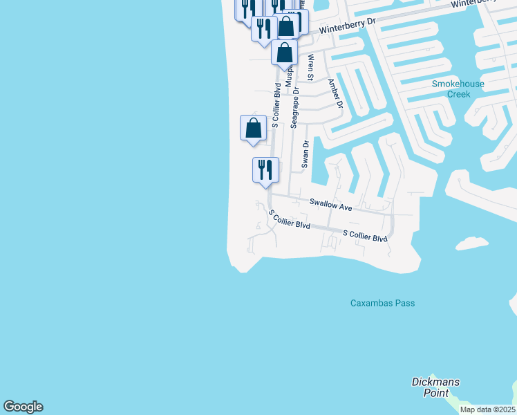 map of restaurants, bars, coffee shops, grocery stores, and more near 900 South Collier Boulevard in Marco Island