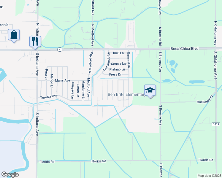 map of restaurants, bars, coffee shops, grocery stores, and more near 318 Arboleda in Brownsville