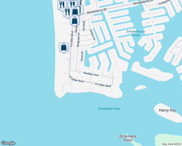 map of restaurants, bars, coffee shops, grocery stores, and more near 1011 Swallow Avenue in Marco Island