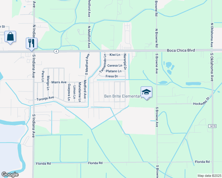 map of restaurants, bars, coffee shops, grocery stores, and more near 318 Arboleda in Brownsville