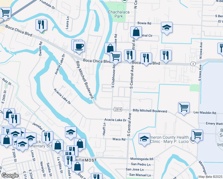 map of restaurants, bars, coffee shops, grocery stores, and more near 15 Glenbrook Drive in Brownsville