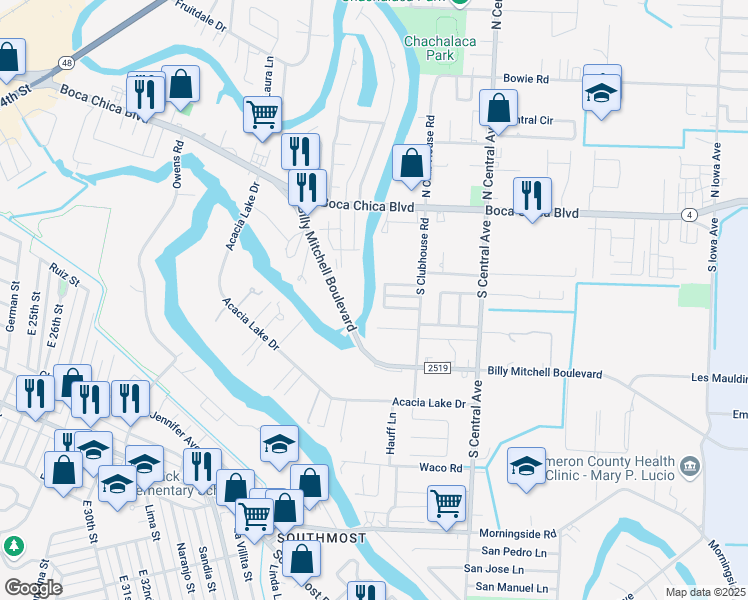 map of restaurants, bars, coffee shops, grocery stores, and more near 104 Glenbrook Drive in Brownsville