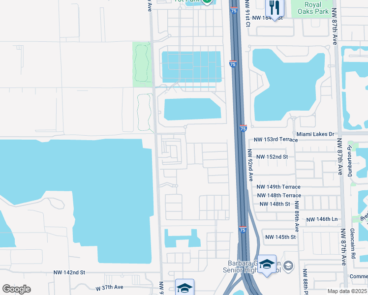 map of restaurants, bars, coffee shops, grocery stores, and more near 9852 West 34th Lane in Hialeah