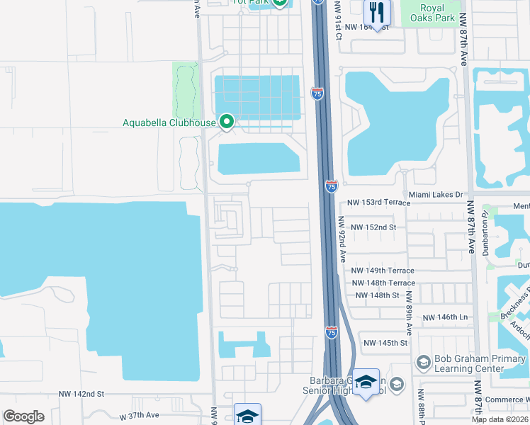 map of restaurants, bars, coffee shops, grocery stores, and more near 9885 West 34th Court in Hialeah