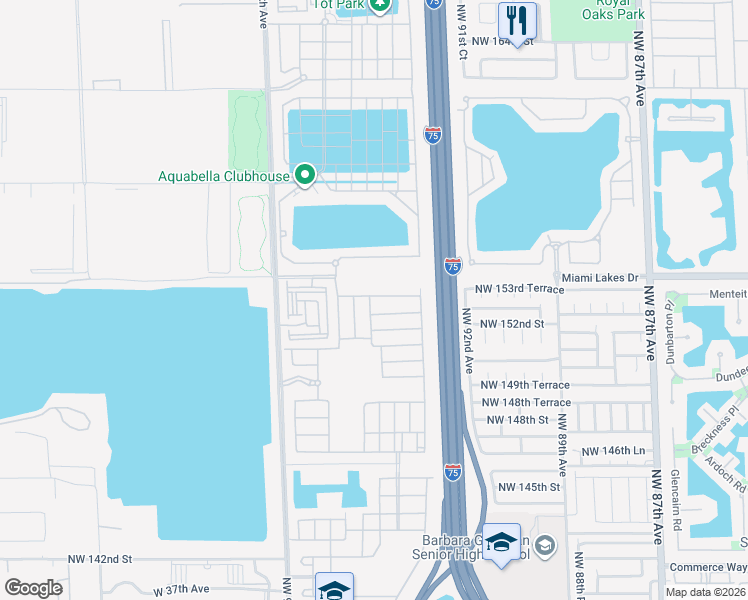 map of restaurants, bars, coffee shops, grocery stores, and more near 9885 West 34th Court in Hialeah
