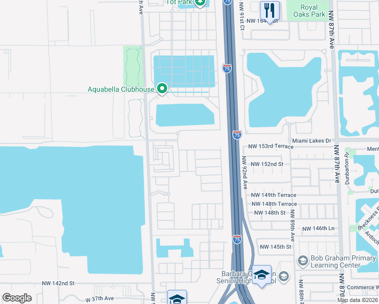 map of restaurants, bars, coffee shops, grocery stores, and more near 9885 West 34th Court in Hialeah