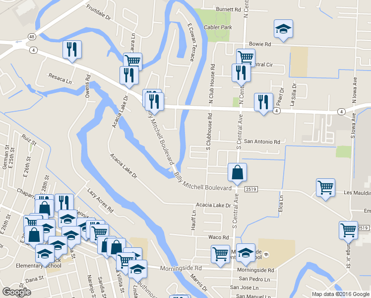 map of restaurants, bars, coffee shops, grocery stores, and more near 104 Glenbrook Dr in Brownsville