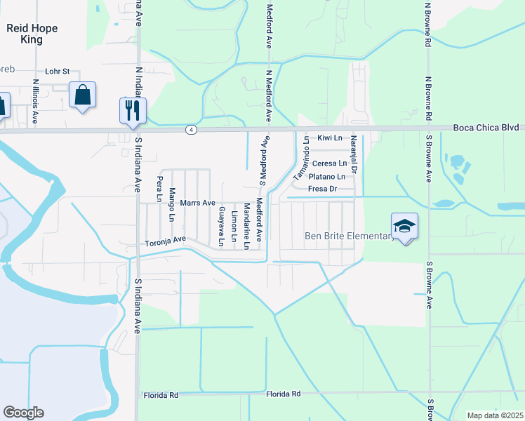 map of restaurants, bars, coffee shops, grocery stores, and more near 529 Medford Avenue in Brownsville