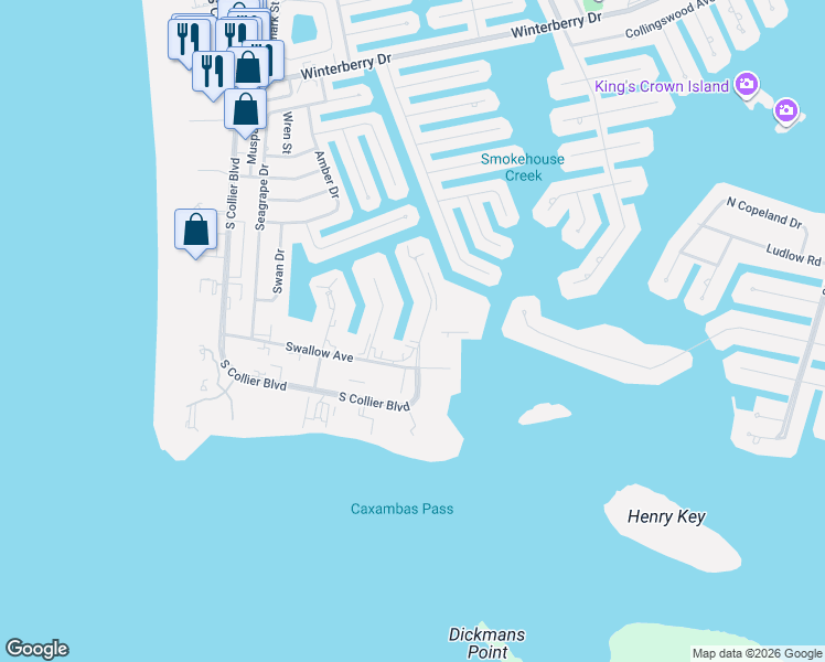 map of restaurants, bars, coffee shops, grocery stores, and more near 921 Panama Court in Marco Island