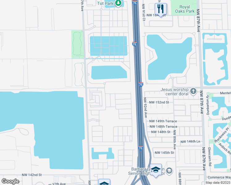 map of restaurants, bars, coffee shops, grocery stores, and more near 9885 West 34th Court in Hialeah