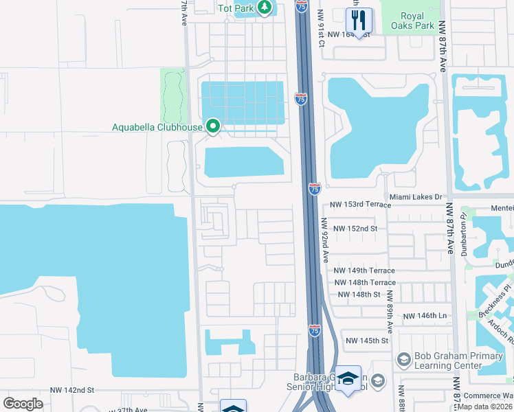 map of restaurants, bars, coffee shops, grocery stores, and more near 9885 West 34th Court in Hialeah