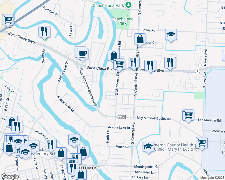 map of restaurants, bars, coffee shops, grocery stores, and more near 15 Glenbrook Drive in Brownsville