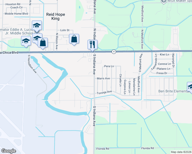 map of restaurants, bars, coffee shops, grocery stores, and more near 522 Valencia Lane in Brownsville
