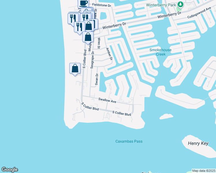 map of restaurants, bars, coffee shops, grocery stores, and more near 900 Huron Court in Marco Island