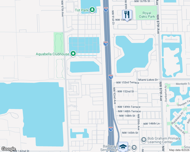 map of restaurants, bars, coffee shops, grocery stores, and more near 3303 West 100th Terrace in Hialeah