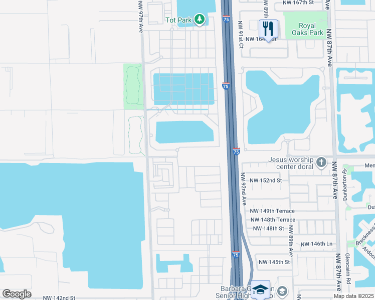 map of restaurants, bars, coffee shops, grocery stores, and more near 3358 West 100th Terrace in Hialeah