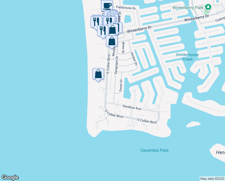 map of restaurants, bars, coffee shops, grocery stores, and more near 888 Seagrape Drive in Marco Island