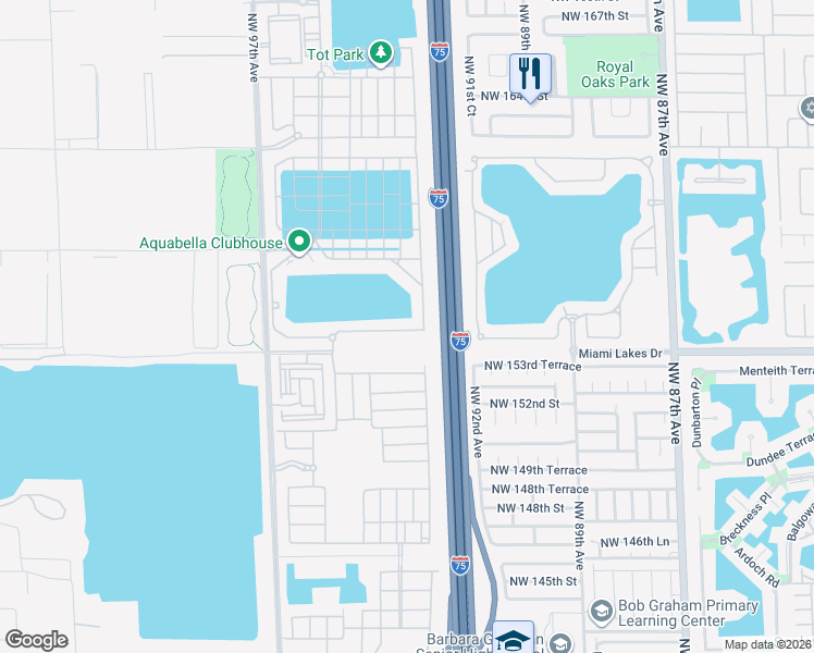 map of restaurants, bars, coffee shops, grocery stores, and more near 3303 West 100th Terrace in Hialeah