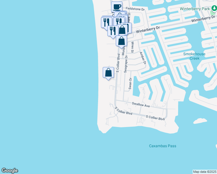 map of restaurants, bars, coffee shops, grocery stores, and more near 870 South Collier Boulevard in Marco Island