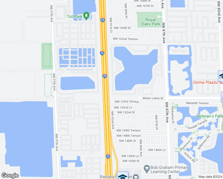 map of restaurants, bars, coffee shops, grocery stores, and more near 15790 Northwest 91st Court in Miami Lakes