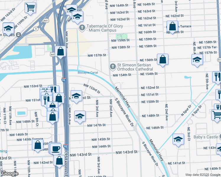 map of restaurants, bars, coffee shops, grocery stores, and more near in Golden Glades