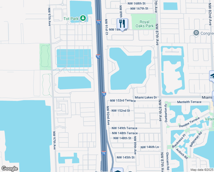 map of restaurants, bars, coffee shops, grocery stores, and more near 15682 Northwest 91st Court in Miami Lakes