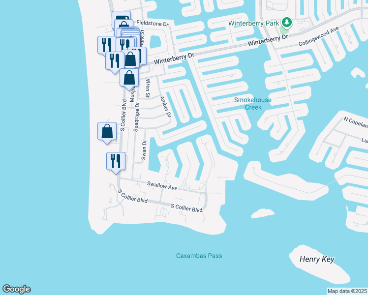 map of restaurants, bars, coffee shops, grocery stores, and more near 854 Banyan Court in Marco Island
