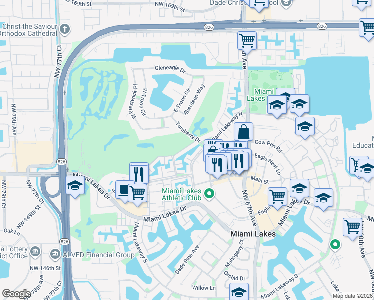 map of restaurants, bars, coffee shops, grocery stores, and more near 6944 Crown Gate Drive in Miami Lakes