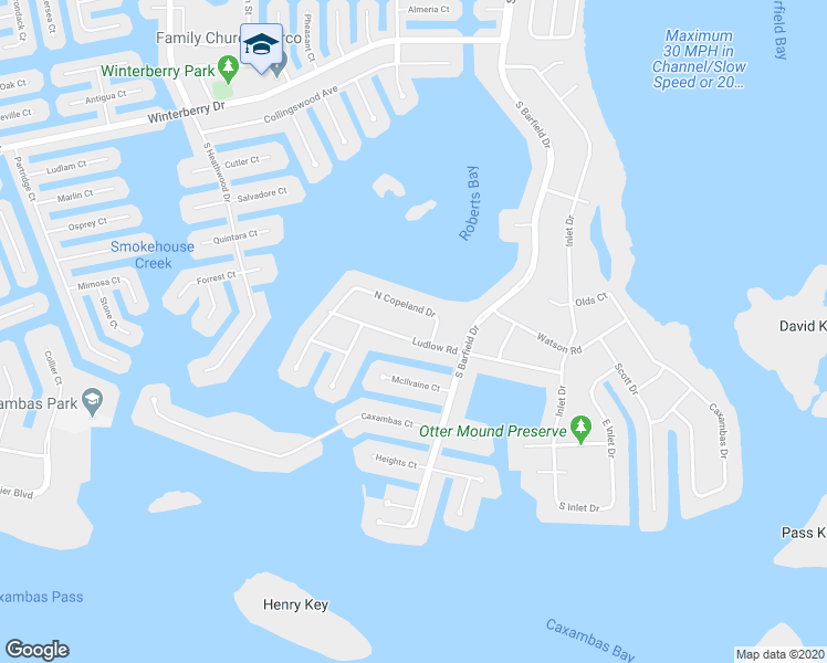 map of restaurants, bars, coffee shops, grocery stores, and more near 1646 Ludlow Road in Marco Island