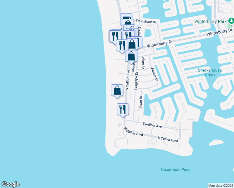 map of restaurants, bars, coffee shops, grocery stores, and more near 840 South Collier Boulevard in Marco Island