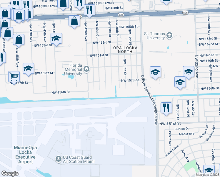map of restaurants, bars, coffee shops, grocery stores, and more near 15595 Northwest 39th Place in Opa-locka